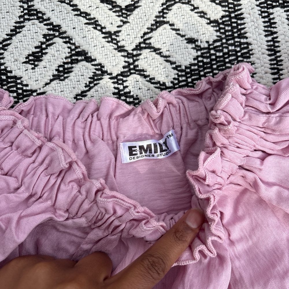 Emily Designs Pink Ruffled Tie Front Blouse - Picture 5 of 6